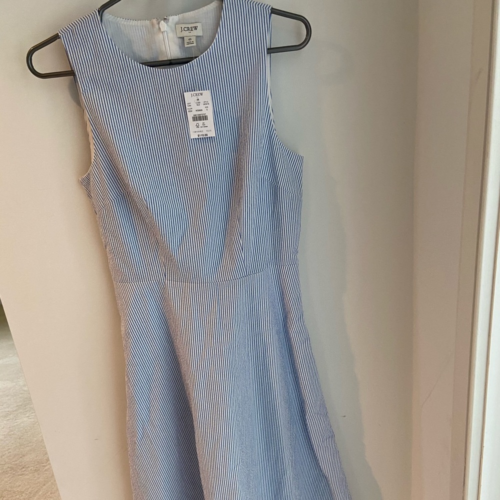 J crew fit and flare seersucker dress